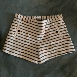Blue and white nautical high waisted shorts